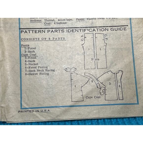 Mariam Martin Sewing pattern 9242 pants button front top 1960s size 14 - Picture 4 of 4